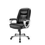 Realspace® Treswell Bonded Leather High-Back Executive Chair, Black/Silver
